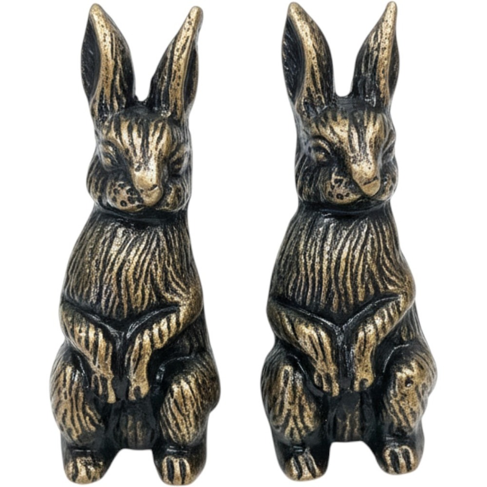 Bronze Rabbit Drawer Pulls Set of 2 Hare Cabinet Knobs Animal Hardware